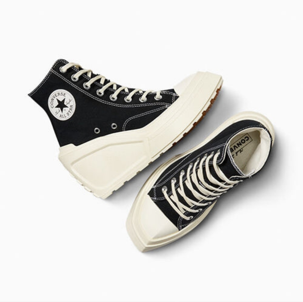 Converse Black and Cream Platform Sneakers